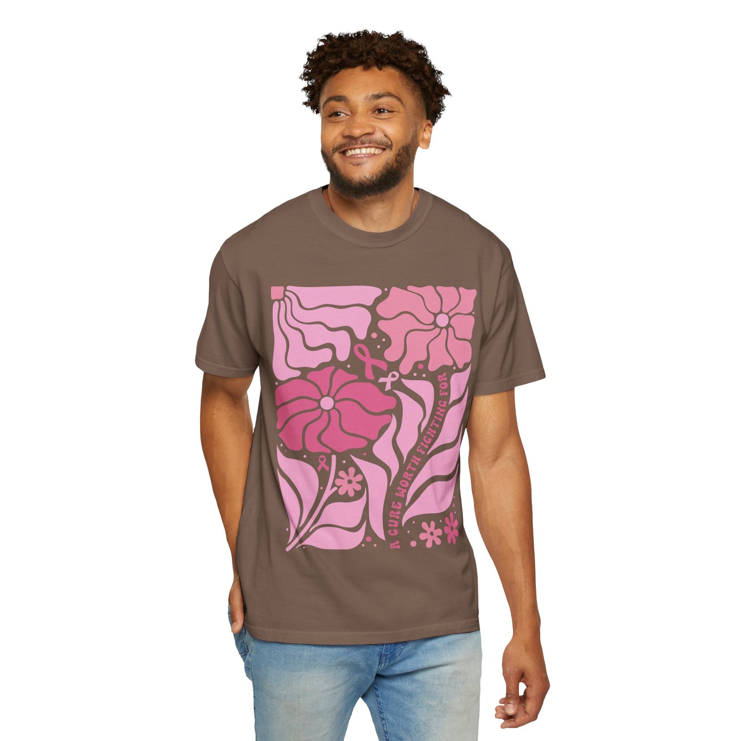 Floral Breast Cancer Awareness Tee