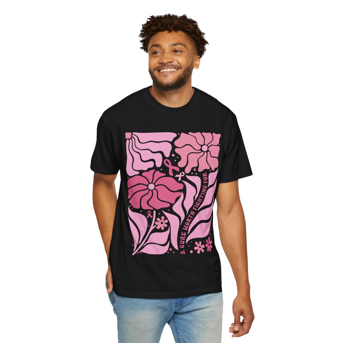 Floral Breast Cancer Awareness Tee