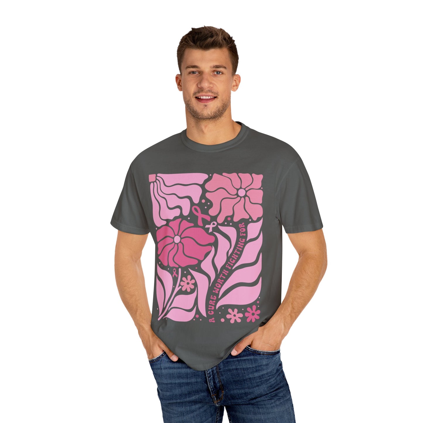 Floral Breast Cancer Awareness Tee