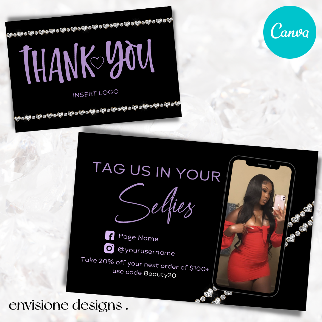 Diamond Hearts Thank You Card Template