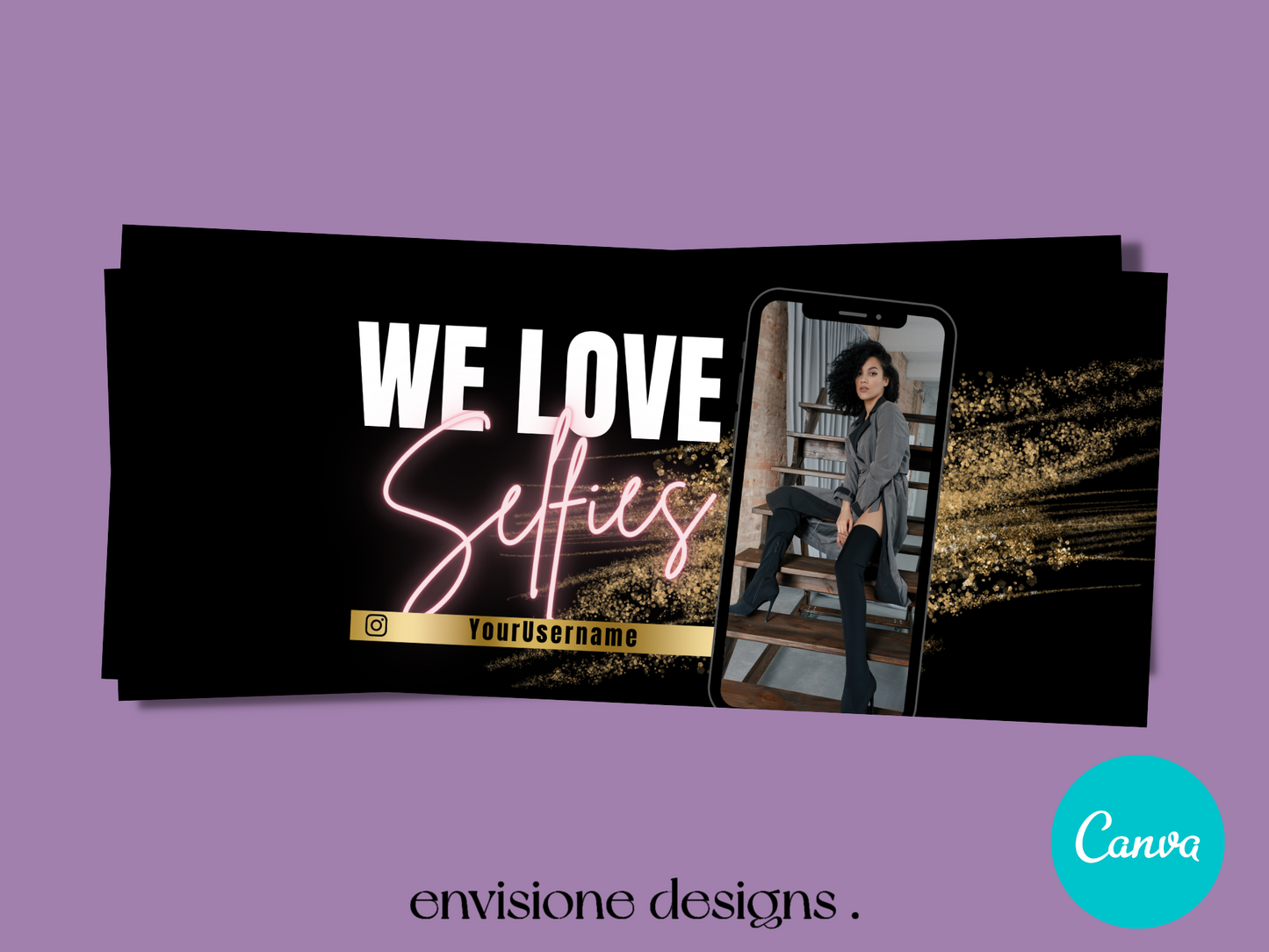 Black and Gold Selfie Banner