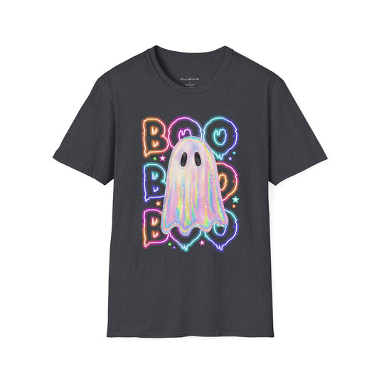 Cute Colorful Neon Boo Ghost T-Shirt, Spooky Costume Tee, Halloween Party Shirt, Ghost Lover Gift