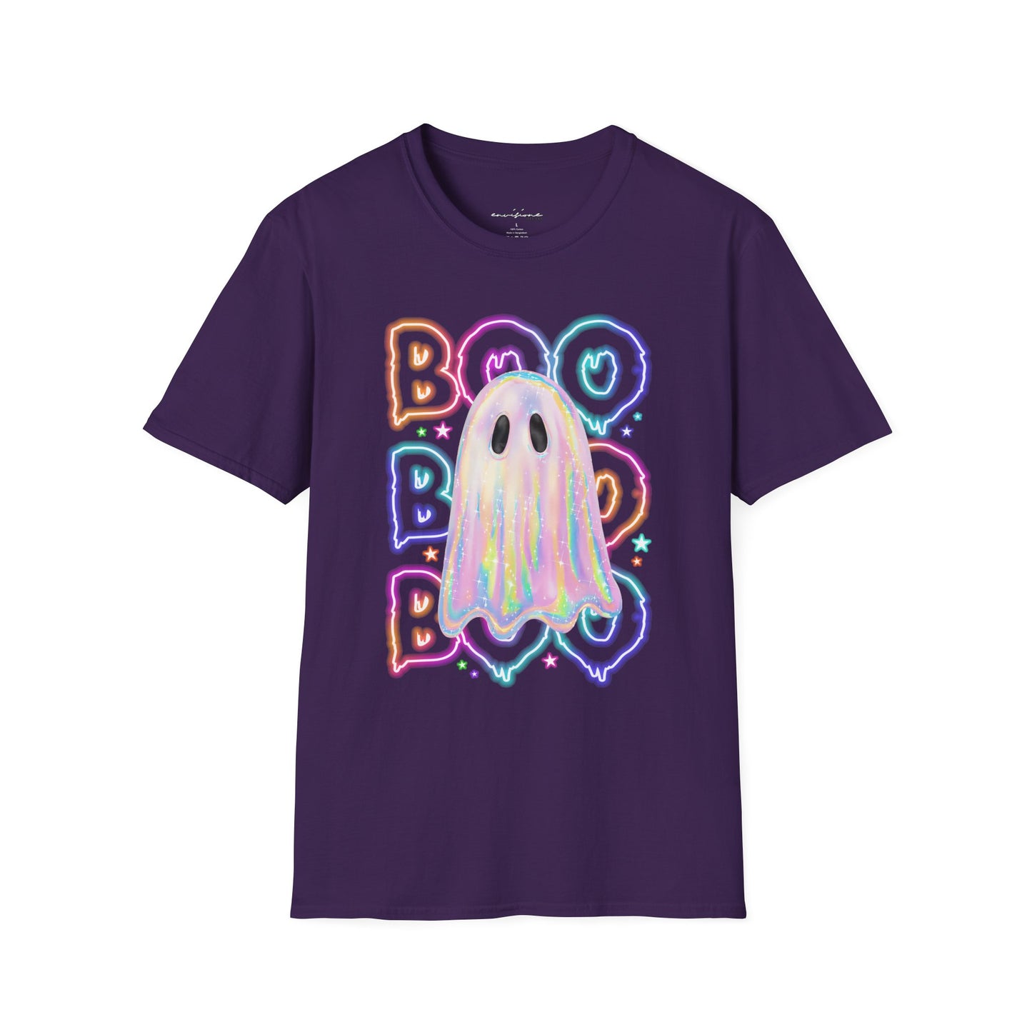 Cute Colorful Neon Boo Ghost T-Shirt, Spooky Costume Tee, Halloween Party Shirt, Ghost Lover Gift