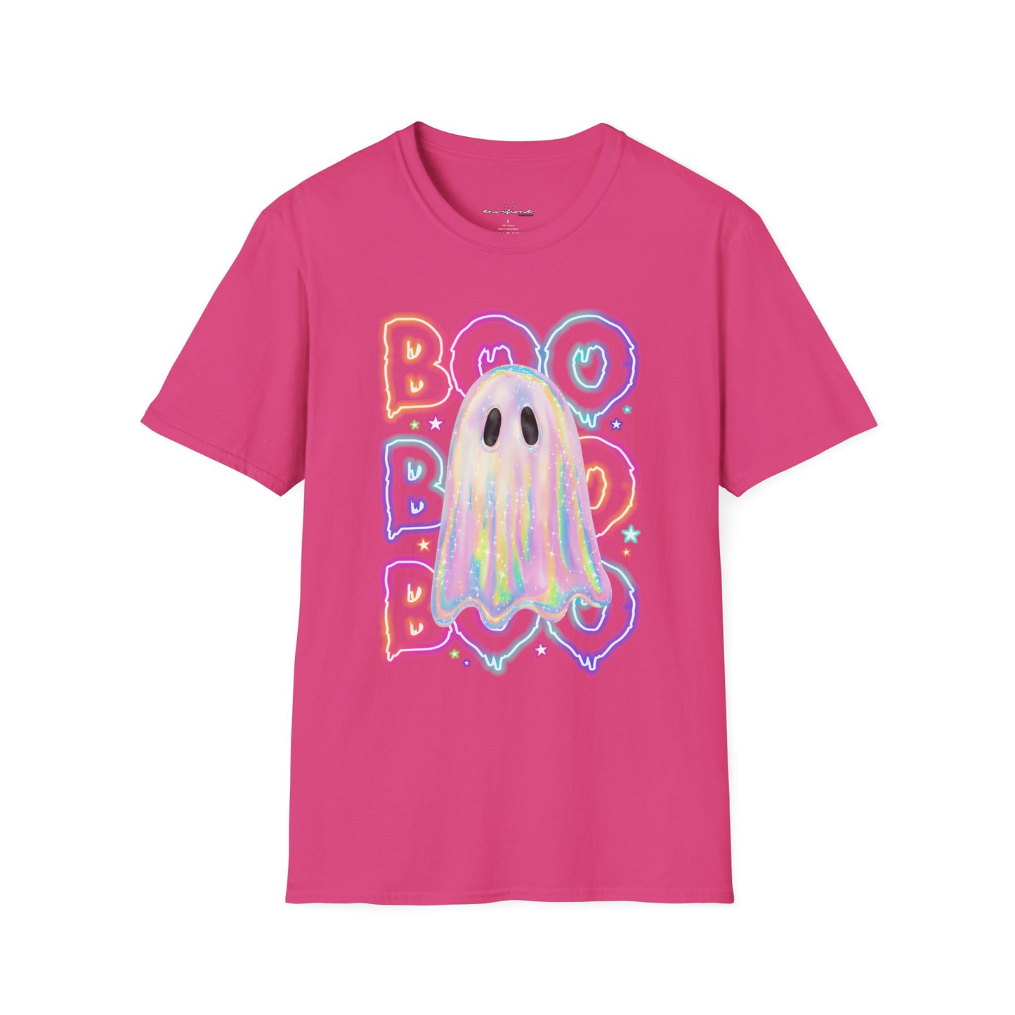Cute Colorful Neon Boo Ghost T-Shirt, Spooky Costume Tee, Halloween Party Shirt, Ghost Lover Gift