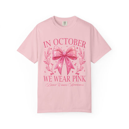 Coquette Bow Breast Cancer Awareness T-Shirt