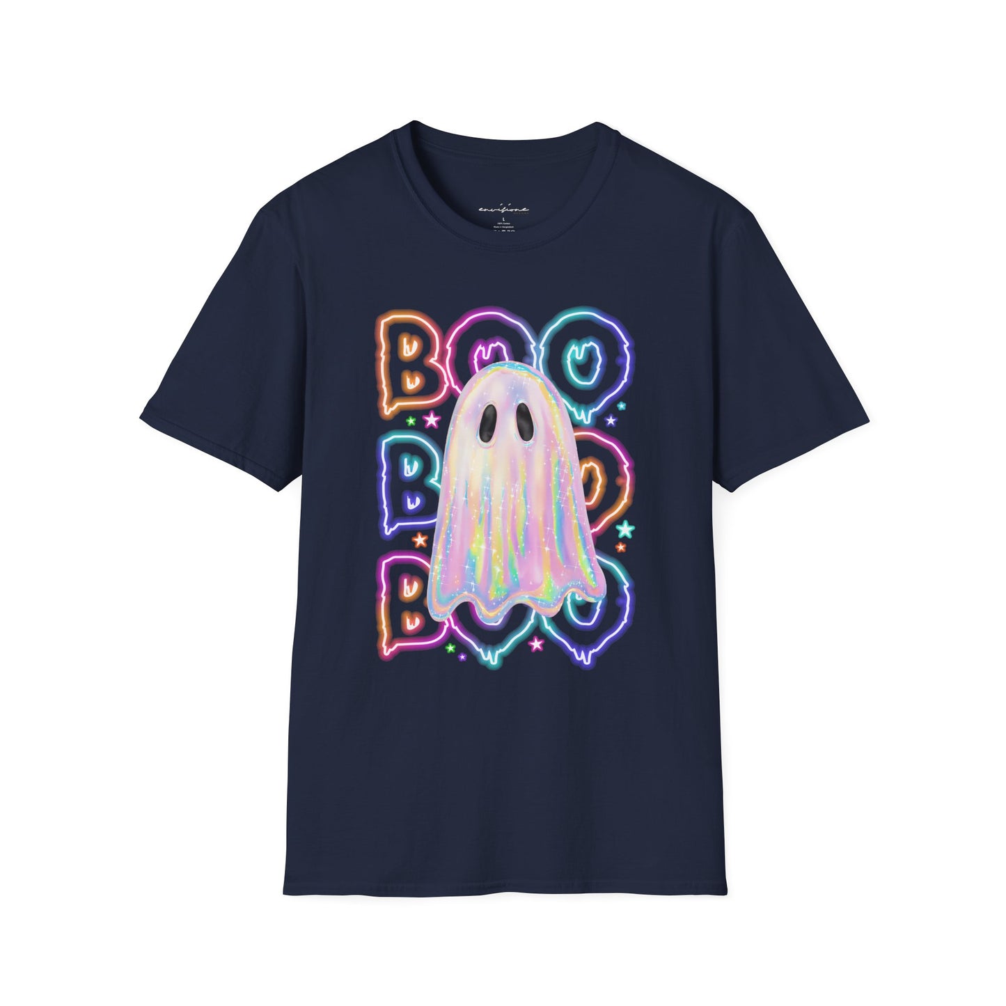 Cute Colorful Neon Boo Ghost T-Shirt, Spooky Costume Tee, Halloween Party Shirt, Ghost Lover Gift