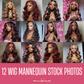 12 Wig Mannequin Stock Photos (Red and Pink)